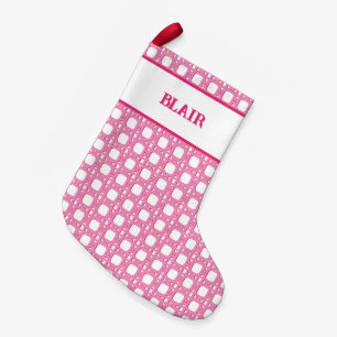 Petite Chaussette De Noël Chinoiserie Cane Trellis en rose personnalisé