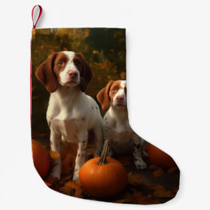 Petite Chaussette De Noël Chiots Brittany Spaniel Délice d'Automne Citrouill