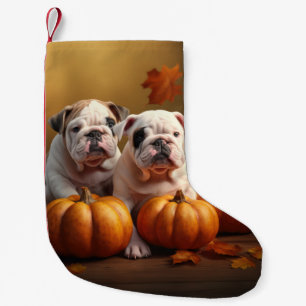Petite Chaussette De Noël Chiots Bulldog Autumn Delight Citrouille 