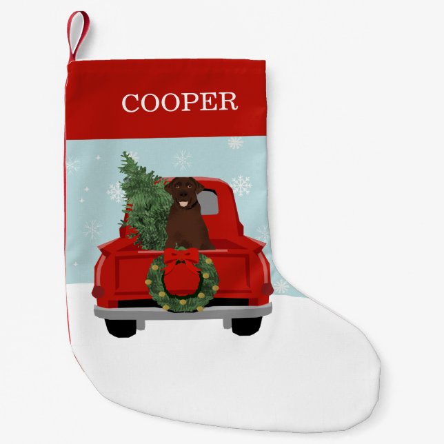 Petite Chaussette De Noël Chocolat Labrador Christmas Truck (Devant)