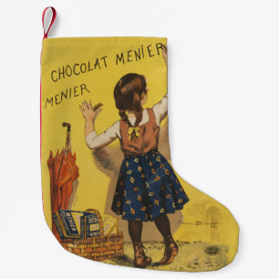 Petite Chaussette De Noël Chocolat Menier Petite fille Mur écriture