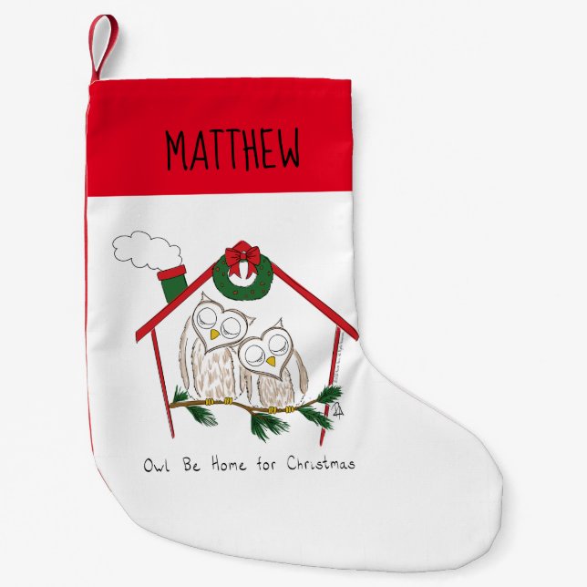 Petite Chaussette De Noël Chouette de Noël Be Accueil mignonne (Devant)