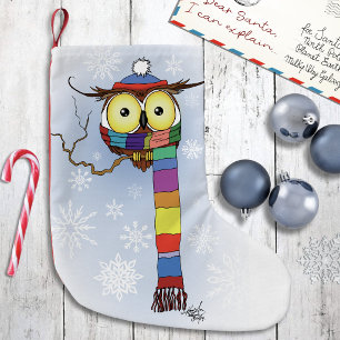 Petite Chaussette De Noël Chouette d'hiver mignonne Écharpe arc-en-ciel Chap