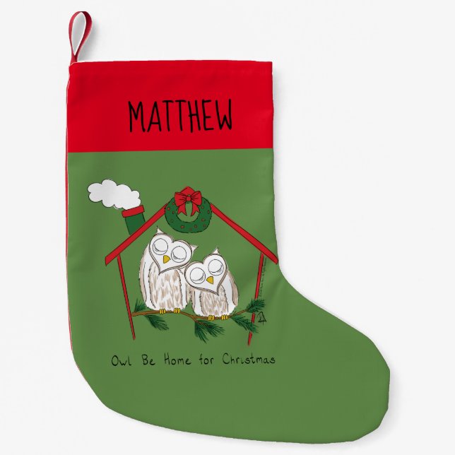 Petite Chaussette De Noël Chouette Noël Mignonne Vacances amusantes (Devant)