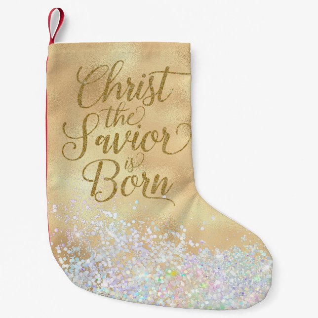 Petite Chaussette De Noël Christ Le Sauveur est né (Devant)