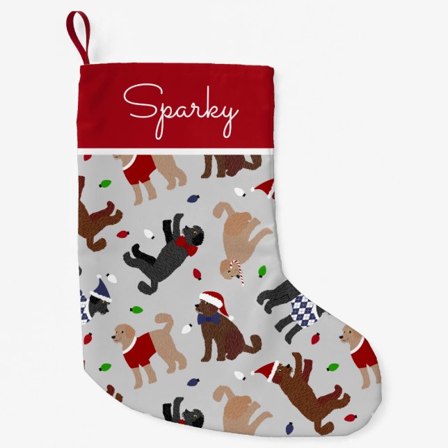 Petite Chaussette De Noël Christmas Labradoodle Grey (Devant)