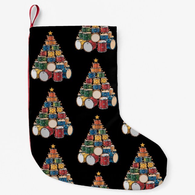 Petite Chaussette De Noël Christmas Tree Drummer Music Holiday Drummer Band (Devant)