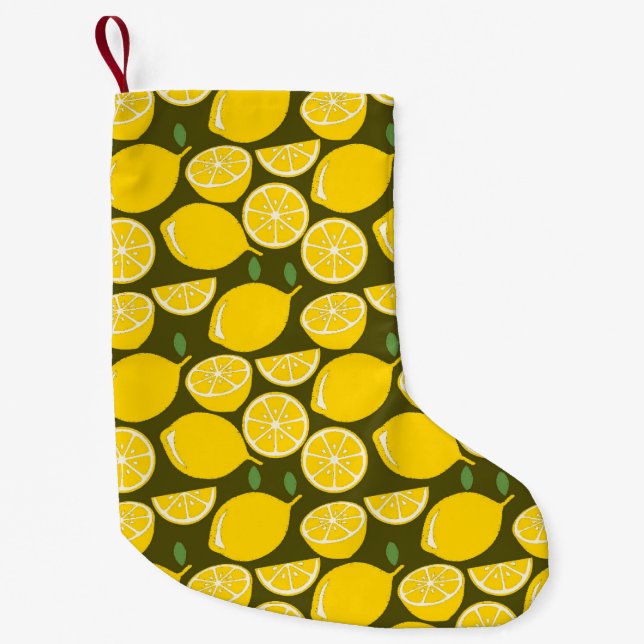 Petite Chaussette De Noël Citron Jaune Moderne Amusant mignon (Devant)
