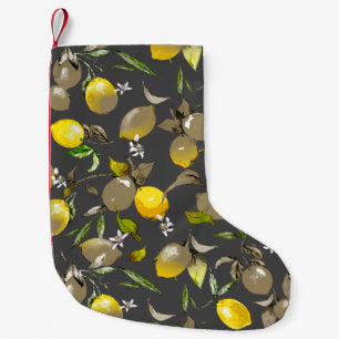Petite Chaussette De Noël citrons d'aquarelle 34