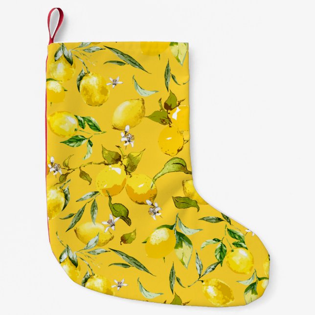 Petite Chaussette De Noël citrons d'aquarelle 8 (Devant)