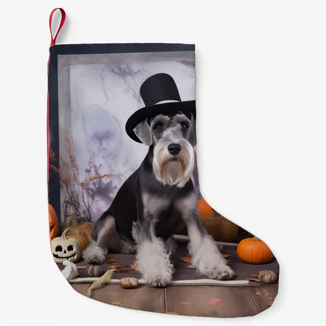 Petite Chaussette De Noël Citrouilles de Schnauzer miniature Halloween (Devant)