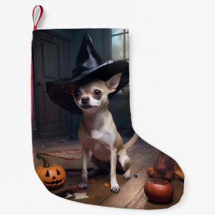 Petite Chaussette De Noël Citrouilles d'Halloween effrayantes de Chihuahua