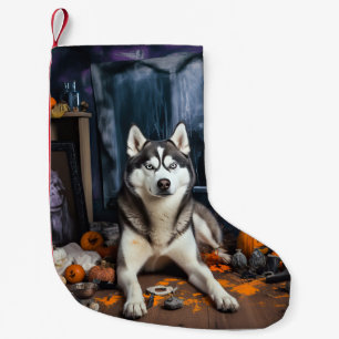 Petite Chaussette De Noël Citrouilles Épouvantables Halloween Husky Sibérien