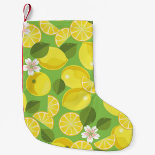 Petite Chaussette De Noël Citrus citron sans soudure arrière - plan motif