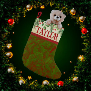 Petite Chaussette De Noël Classique vintage William Morris Rouge vert