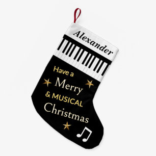 Petite Chaussette De Noël Clés de piano noir et blanc Amoureux de la musique