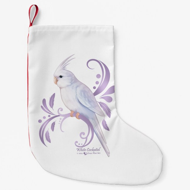 Petite Chaussette De Noël Cockatiel blanc (Devant)