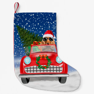 Petite Chaussette De Noël Cocker Spaniel Chien Conduisant une Voiture Dans l