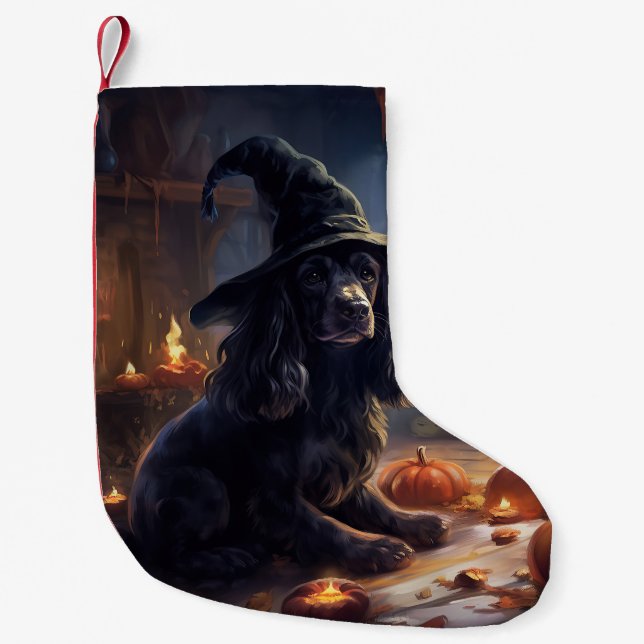 Petite Chaussette De Noël Cocker Spaniel Citrouilles Halloween effrayant (Devant)