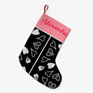 Petite Chaussette De Noël Coeur personnalisé rose noir