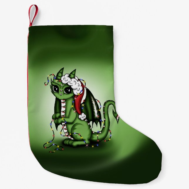 Petite Chaussette De Noël Cogner de dragon de Noël (Devant)