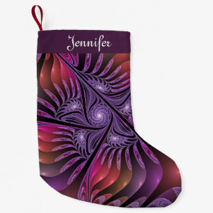 Petite Chaussette De Noël Coloré Abstrait moderne violet Nom fractal
