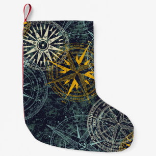 Petite Chaussette De Noël Compas de vent rose nautique Grunge vintage vintag