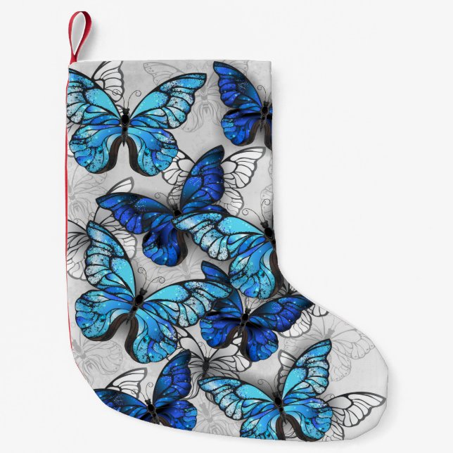 Petite Chaussette De Noël Composition des White and Blue Butterflies (Devant)
