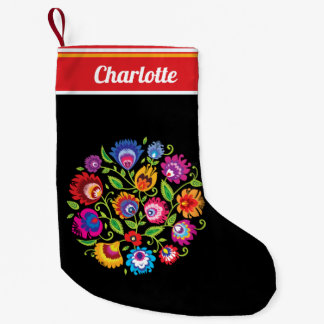 Petite Chaussette De Noël Composition ronde du folklore polonais à 2 côtés