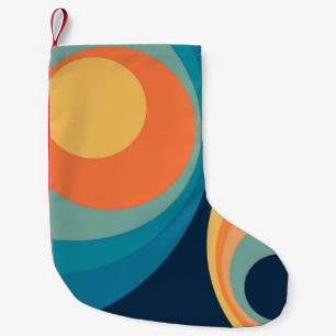 Petite Chaussette De Noël Conception de cercles rétro colorés
