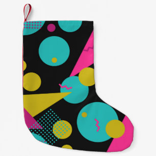 Petite Chaussette De Noël Conception géométrique Memphis des années 80 rétro