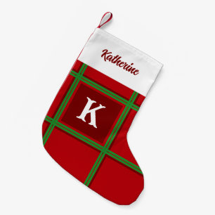 Petite Chaussette De Noël Conception simple initiale rouge et verte
