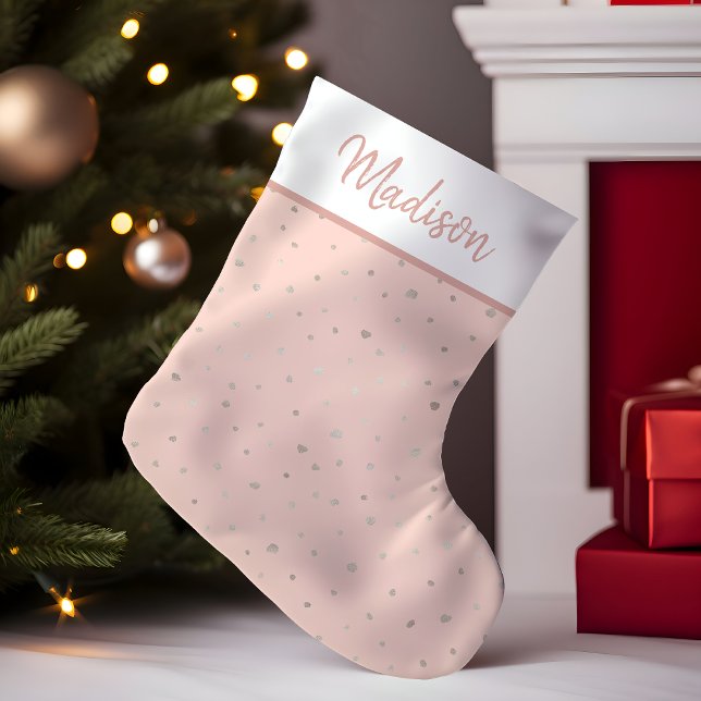 Petite Chaussette De Noël Confetti rose Gold Blush Rose Personnalisé (Créateur téléchargé)