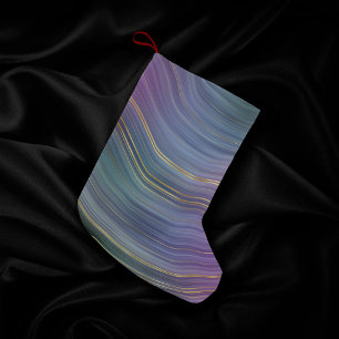 Petite Chaussette De Noël Cool Strata   Belle Agate bleu violet et or