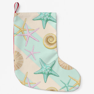 Petite Chaussette De Noël Coquillages Retro Pastel Sea Life
