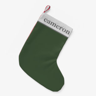 Petite Chaussette De Noël Couleur Uni Simple Nom Personnalisé Vert Gris