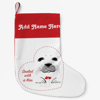 Petite Chaussette De Noël Coupe de phoque de la harpe scellée dans un coeur
