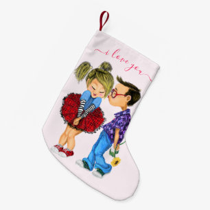 Petite Chaussette De Noël Couple romantique mignon - Amour - Je t'aime - Bai