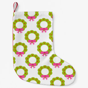 Petite Chaussette De Noël Couronne de Noël – Dessin de vacances à nœud rose