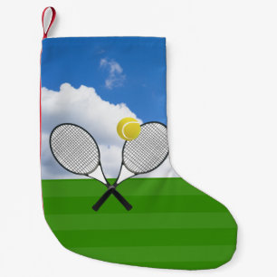 Petite Chaussette De Noël court de tennis et RACKETS DE TENNIS