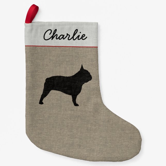 Petite Chaussette De Noël Coutume de chien de Frenchie de silhouette de (Devant)
