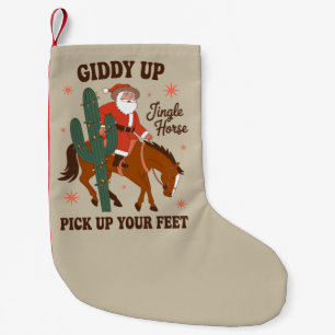 Petite Chaussette De Noël Cow-boy Giddy Up Jingle Cheval Lève les Pieds