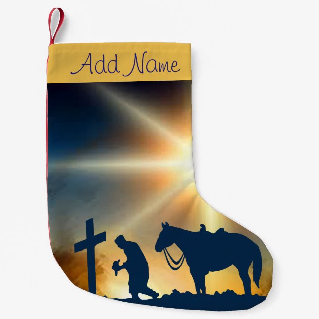 Petite Chaussette De Noël Cowboy À La Croix De Noël (Devant)