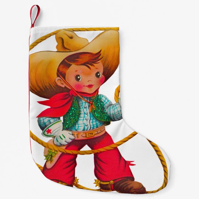 Petite Chaussette De Noël Cowboy Retro Boy Child Cute Western (Devant)