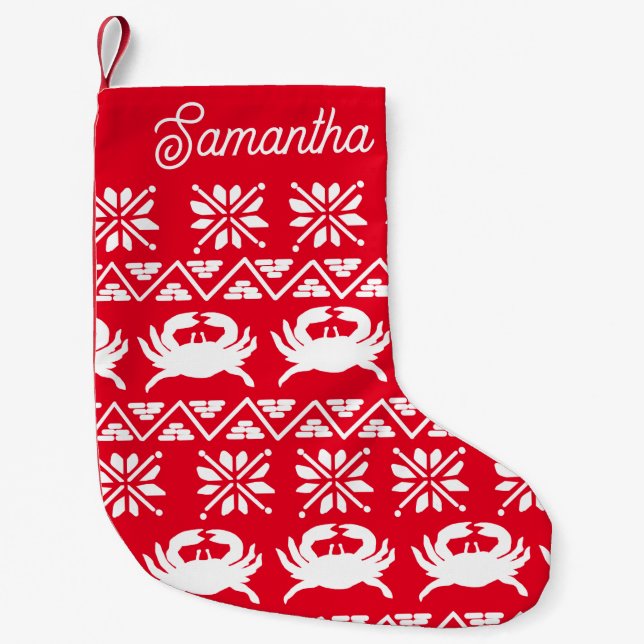 Petite Chaussette De Noël Crabe rouge nautique (Devant)