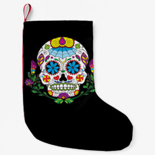 Petite Chaussette De Noël Crâne mexicain coloré de sucre de tatouage de