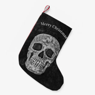 Petite Chaussette De Noël Crâne Noir et Blanc Noël gothique