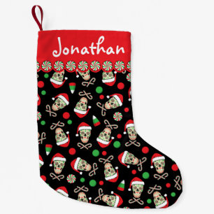 Petite Chaussette De Noël crâne père Noël de sucre personnalisable