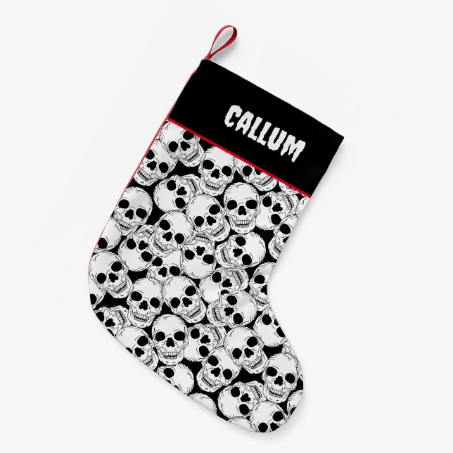 Petite Chaussette De Noël Crânes gothiques à motifs (Devant (Accrochage))