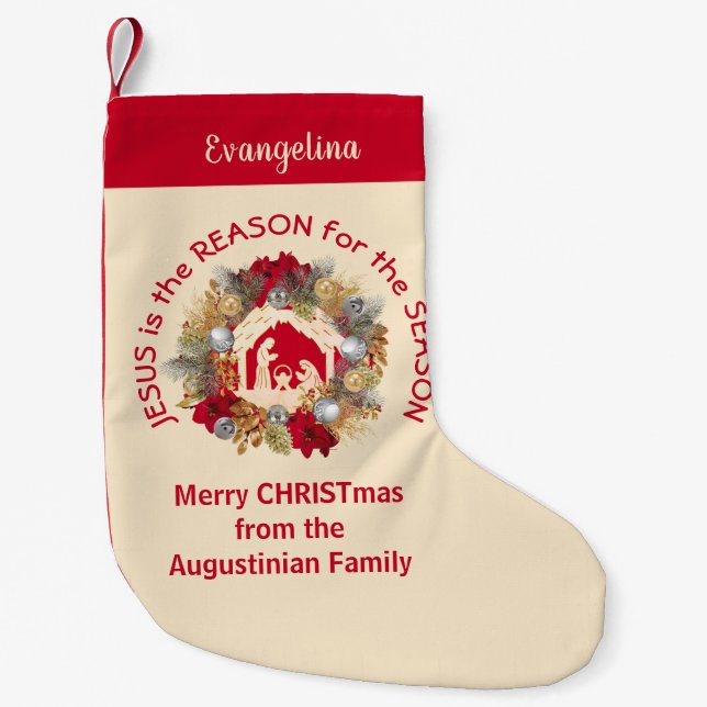 Petite Chaussette De Noël Cream Custom JESUS EST LA RAISON DE Christian (Devant)